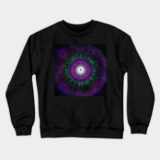 Cosmic Circle - Purple Green Futuristic Digital Mandala Design Crewneck Sweatshirt